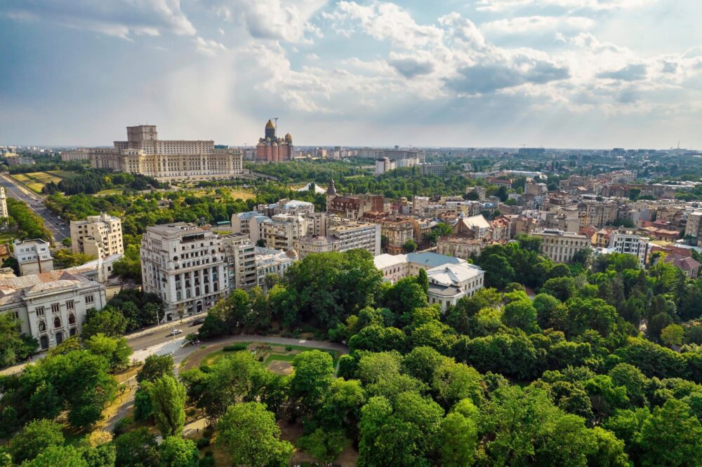 Vue aérienne de Bucarest