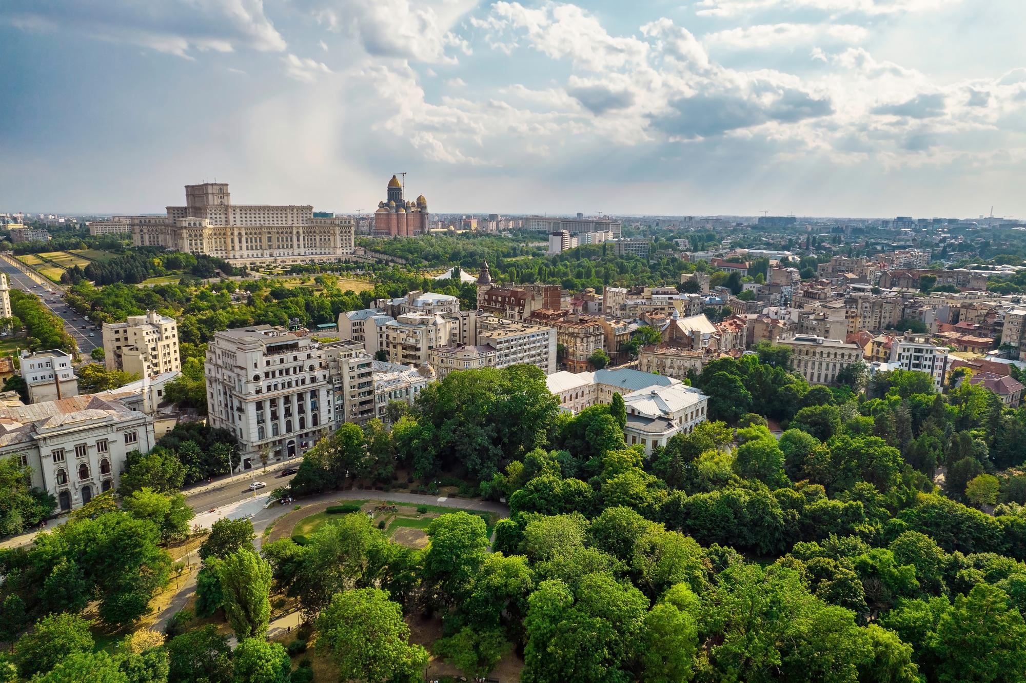Vue aérienne de Bucarest