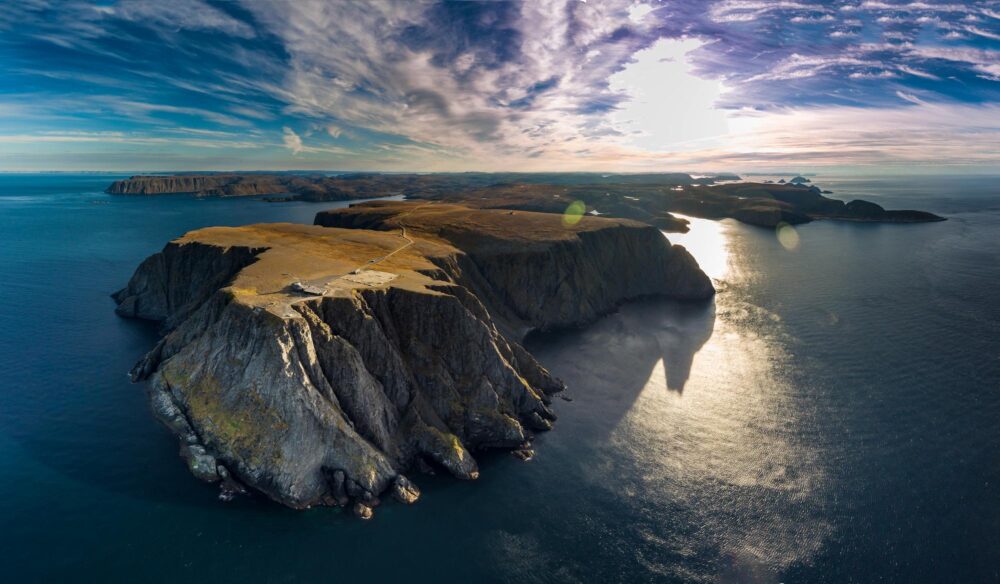 Vue aérienne sur le Cap Nord en Norvège