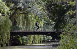 Cycliste dans le parc du Tiergarten