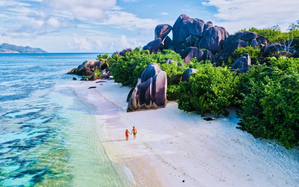 La plage d'Anse Source d'Argent sur l'île de La Digue aux Seyshelles