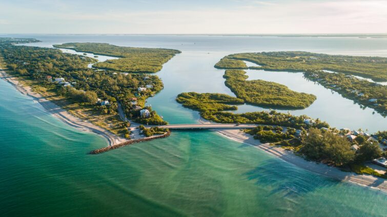 Sanibel Island en Floride vue du ciel