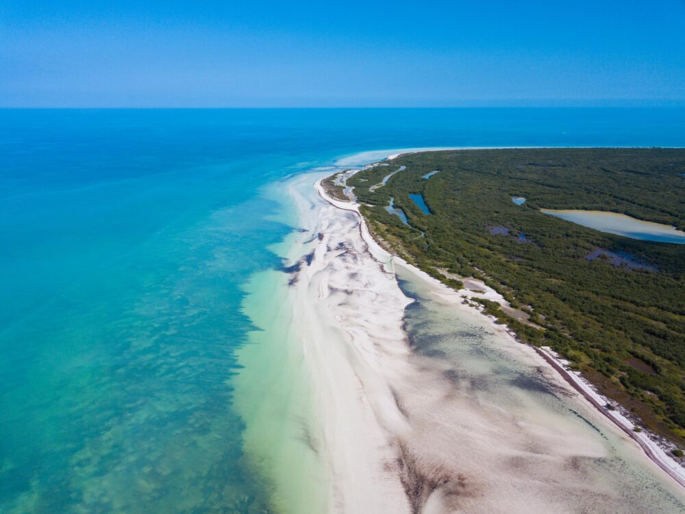 Vue aérienne de Punta Mosquito à Holbox
