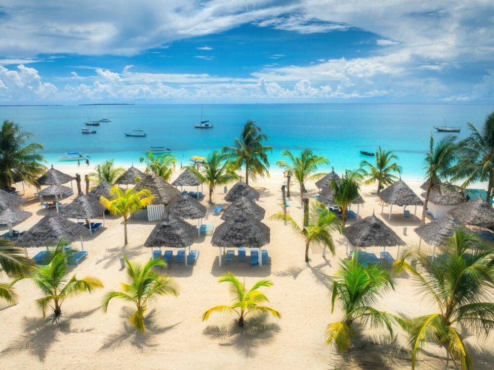 Vue sur la plage de Kendwa à Zanzibar