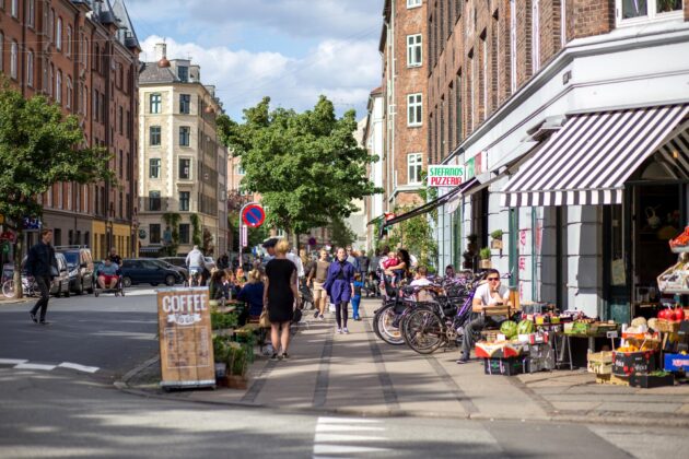 terrasses dans le quartier de Norrebro, Copenhague