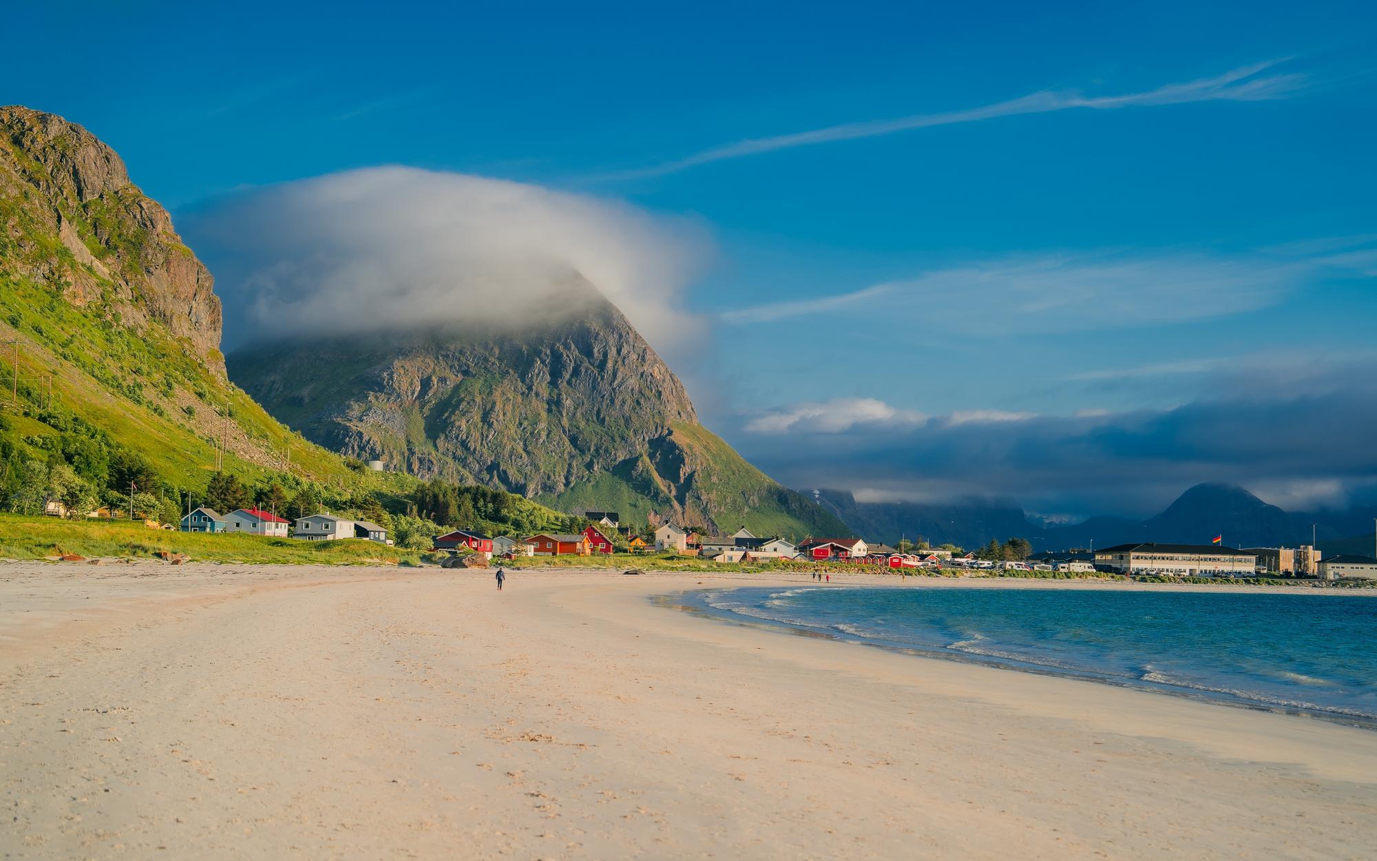 Plage de Ramberg, Îles Lofoten, Norvège