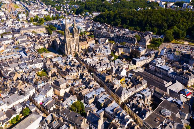 Vue aérienne de la ville de Quimper,Quimper