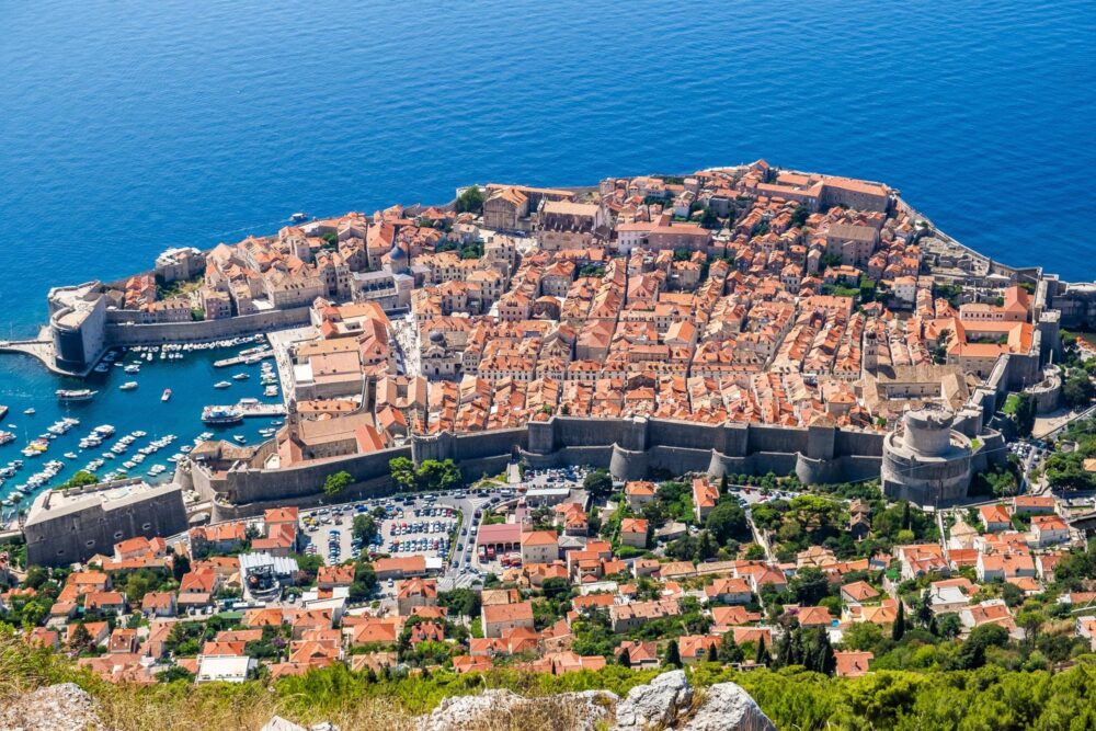 Vue depuis la colline Srđ à Dubrovnik