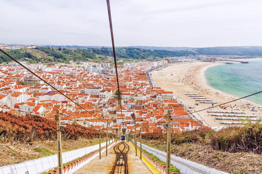 Vue depuis le funiculaire de Nazaré, Portugal