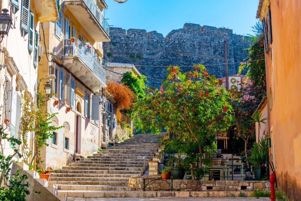 Bâtiments historiques dans le centre de Kerkyra, Corfou, Grèce.