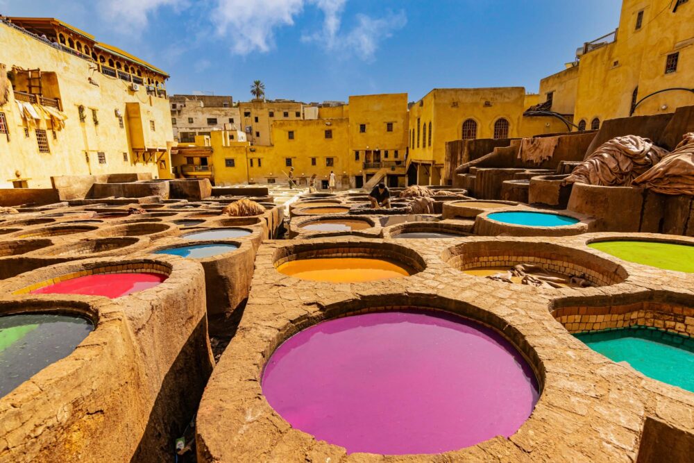Les tanneries de cuir de Fès au Maroc, Afrique