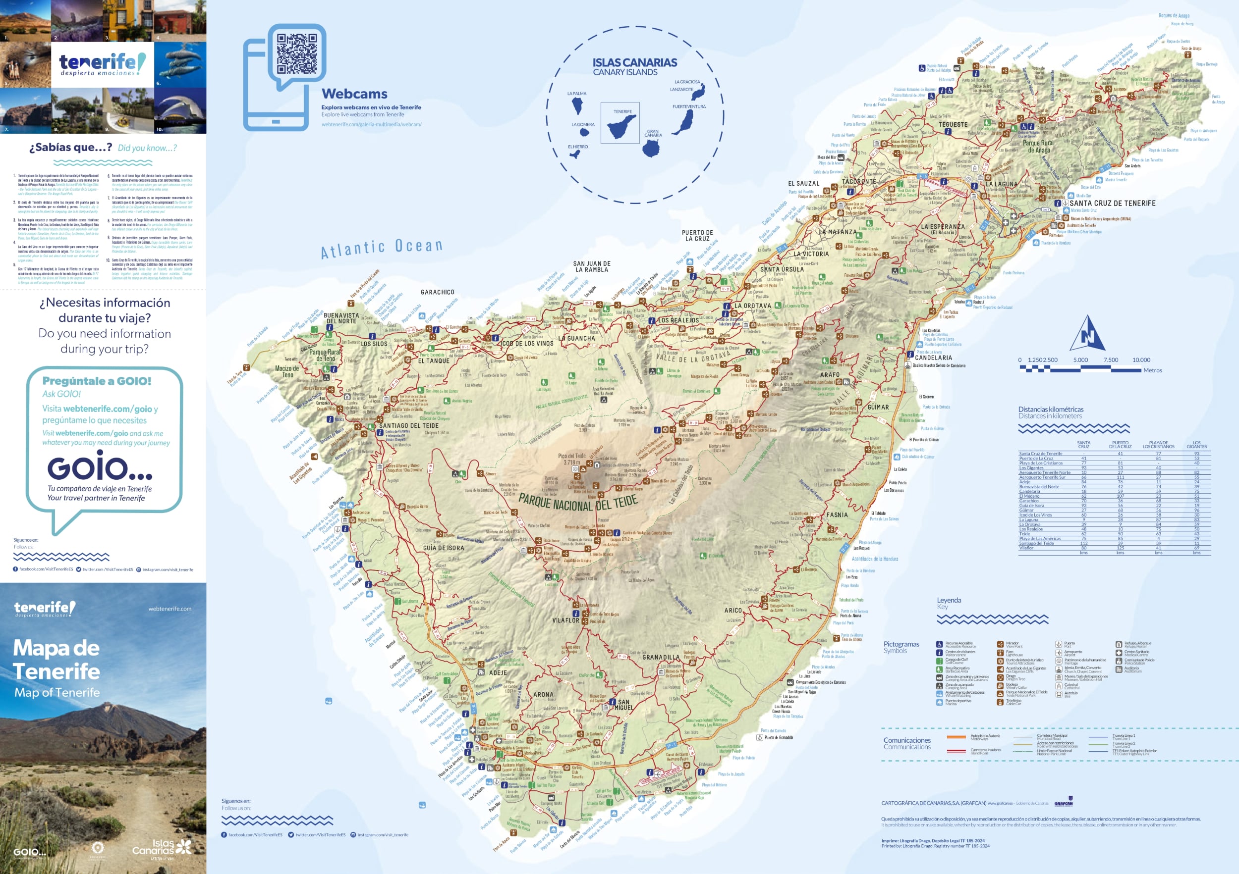 Carte détaillée de l'île de Tenerife