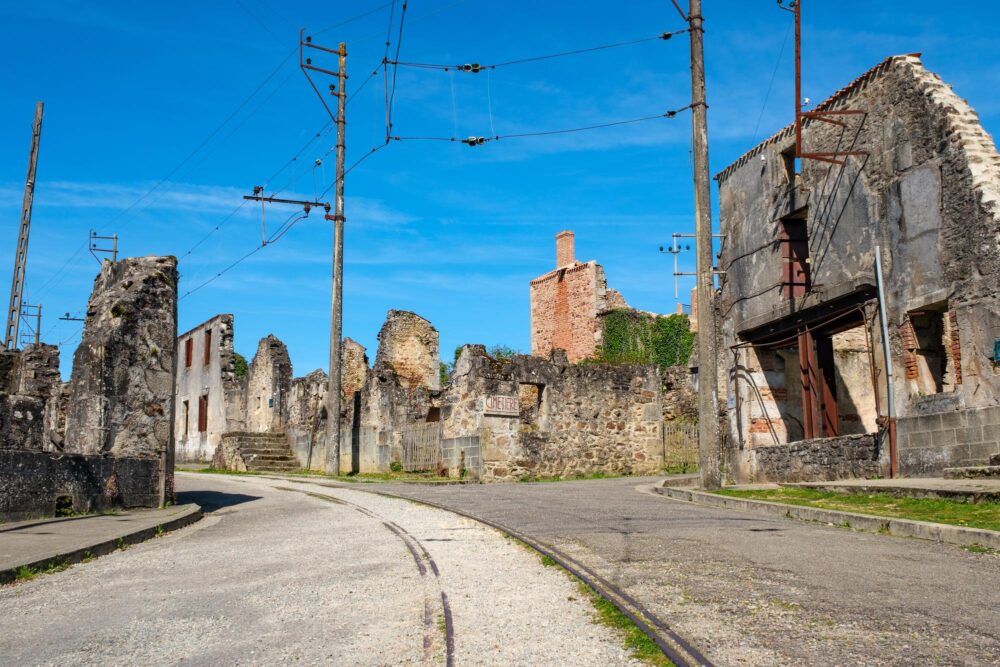 Les ruines de la place du Marché, Oradour-sur-Glane