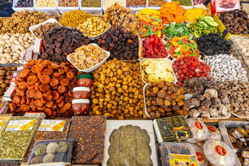 Stand d'un bazar à Chorsu, Ouzbékistan