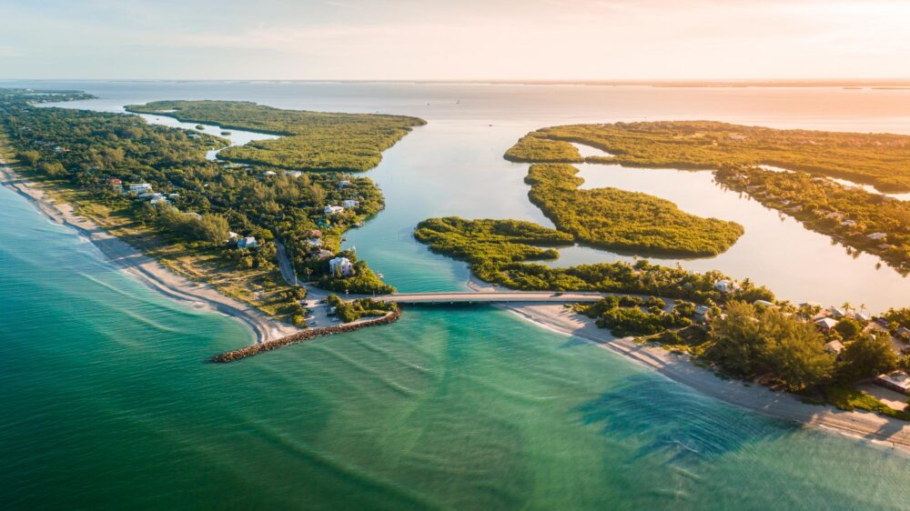 Vue aérienne de Captiva Island en Floride