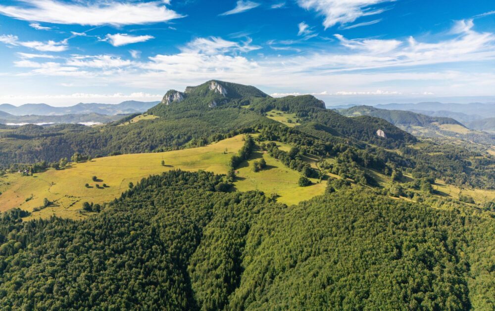 Vue aérienne des montagnes Apuseni en Roumanie