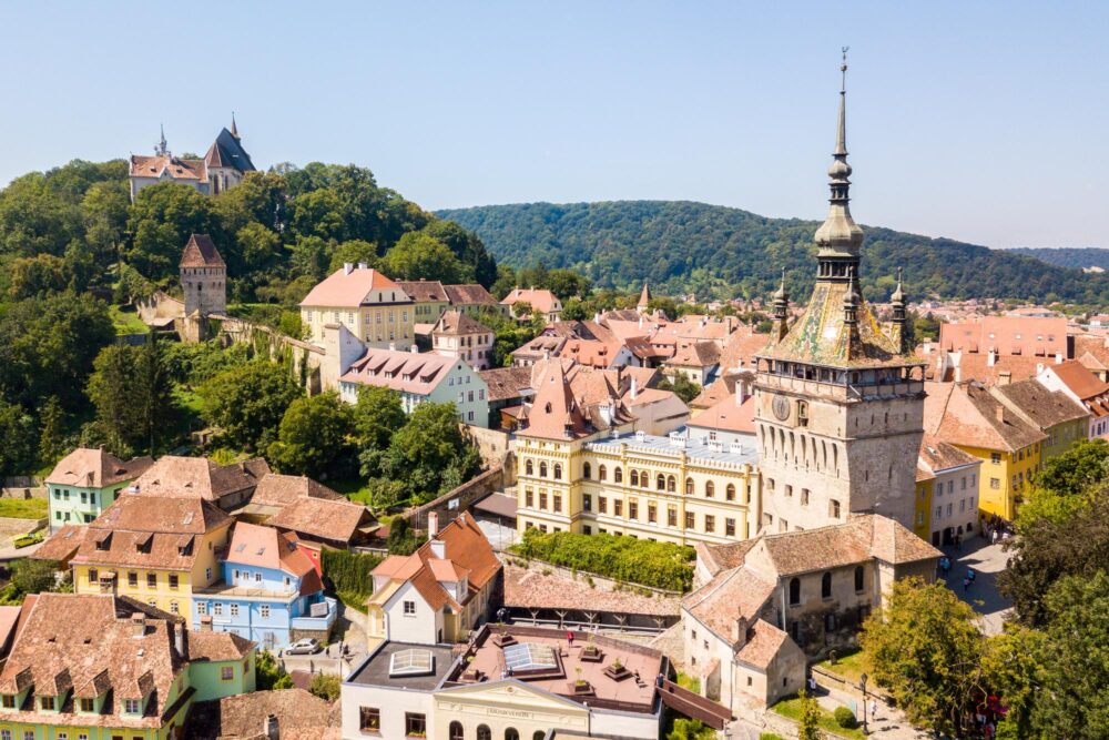 Vue sur la citadelle de Sighișoara en Roumanie