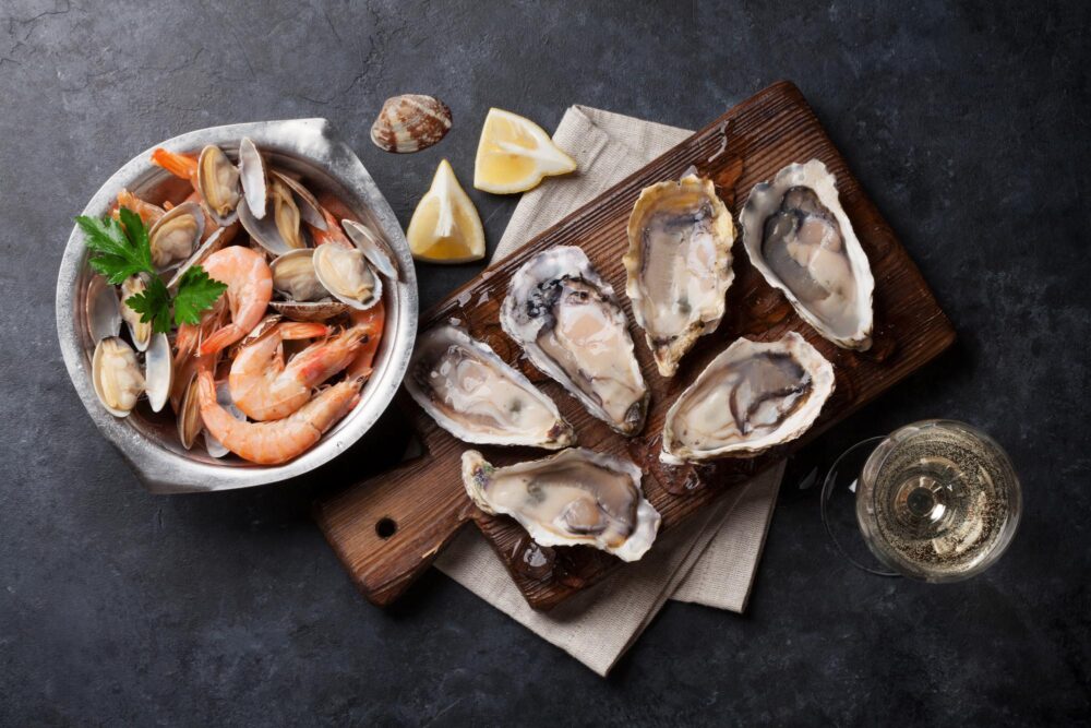 Fruits de mer et vin blanc