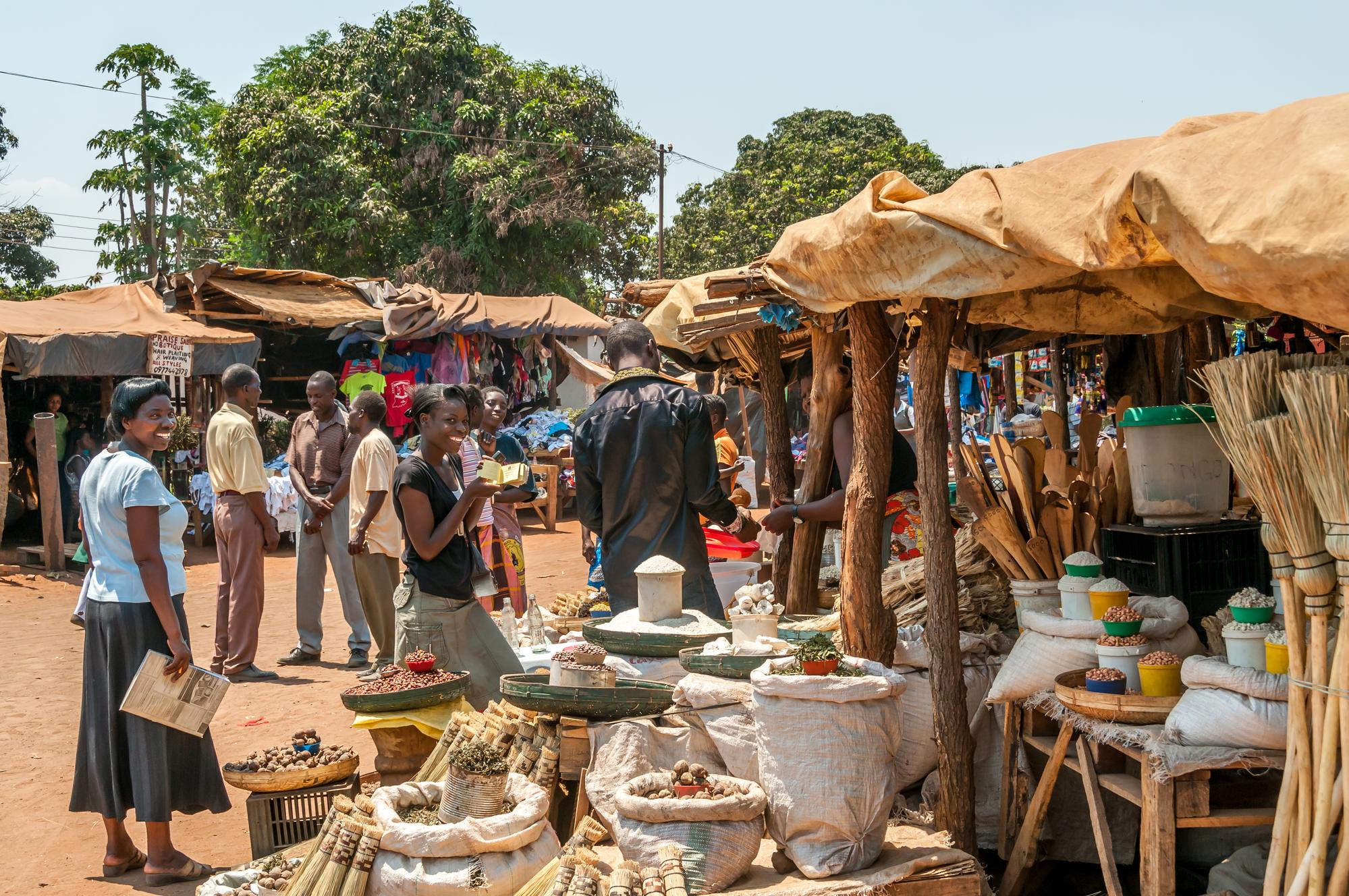 Marché alimentaire à Livingstone, Zambie