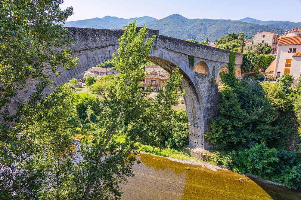 Le Pont du Diable de Céret, arc médiéval en pierre enjambant le Tech