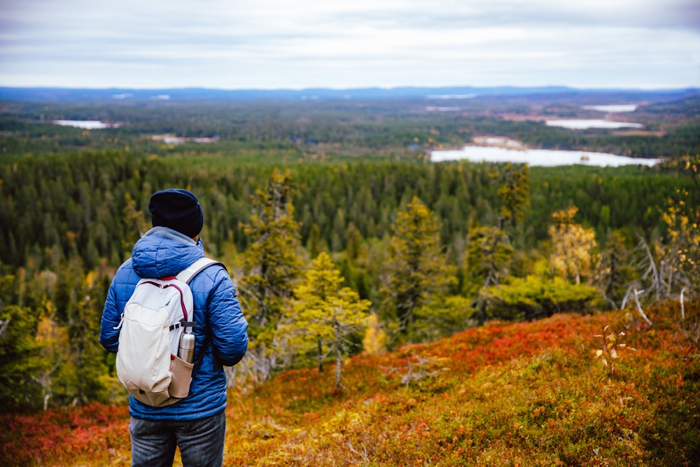 Randonneur en Laponie, Finlande
