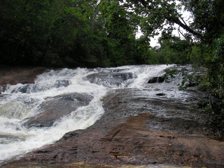 Waterfall in French Guyana rainforest