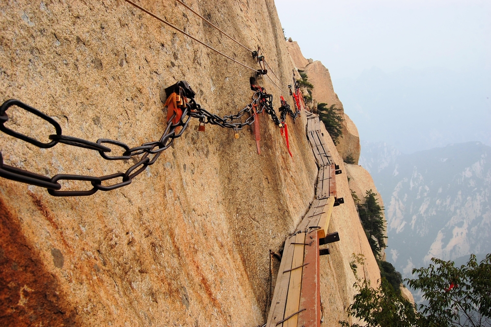Parcours de via ferrata sur le mont Hua Shan, Chine
