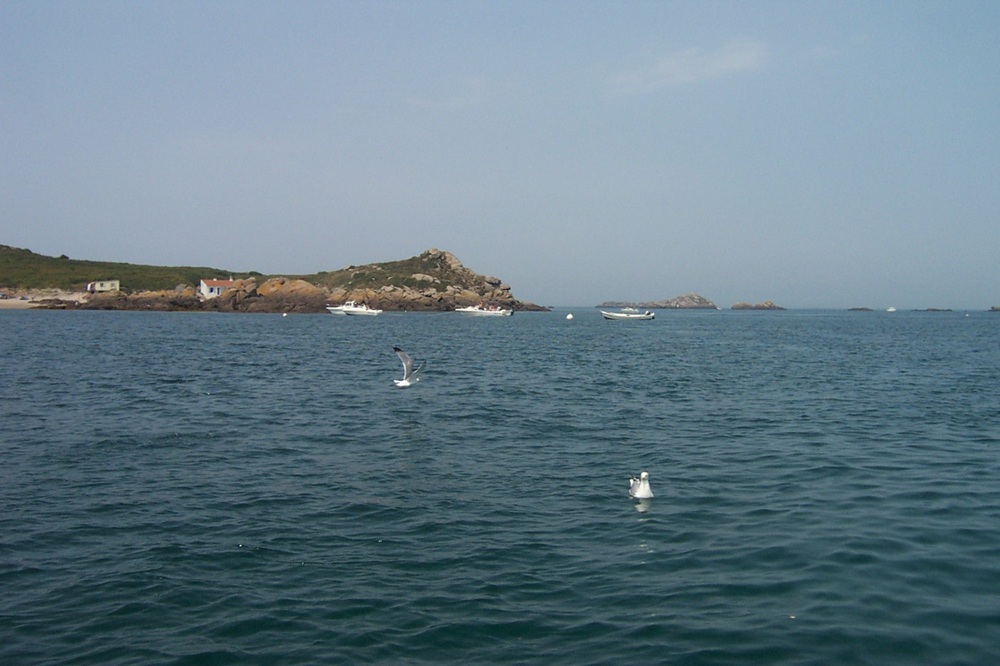 Paysage côtier des îles Chausey vues en kayak, Normandie