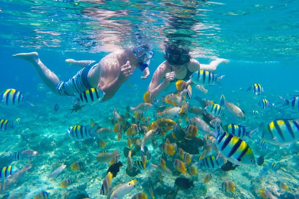Activité de snorkeling, îles Gili, Indonésie