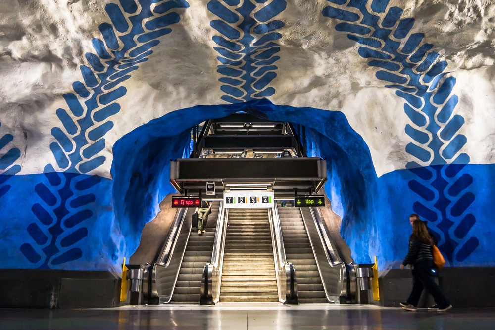 La ligne bleue, métro à Stockholm