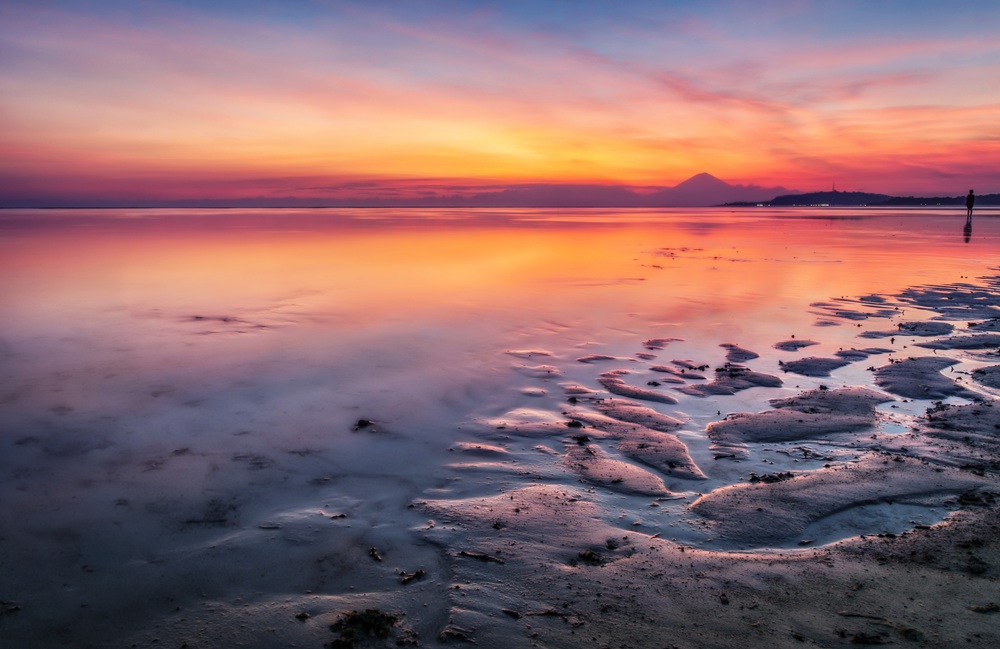Scène d'un coucher de soleil sur les îles Gili, Indonésie