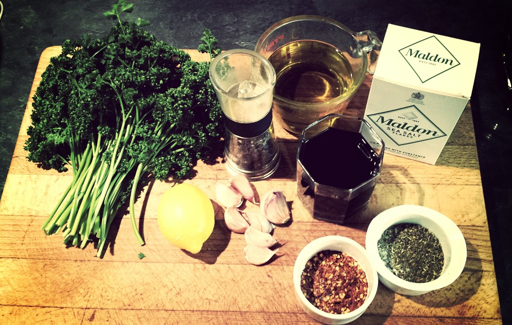 Ingrédients de la sauce chimichurri
