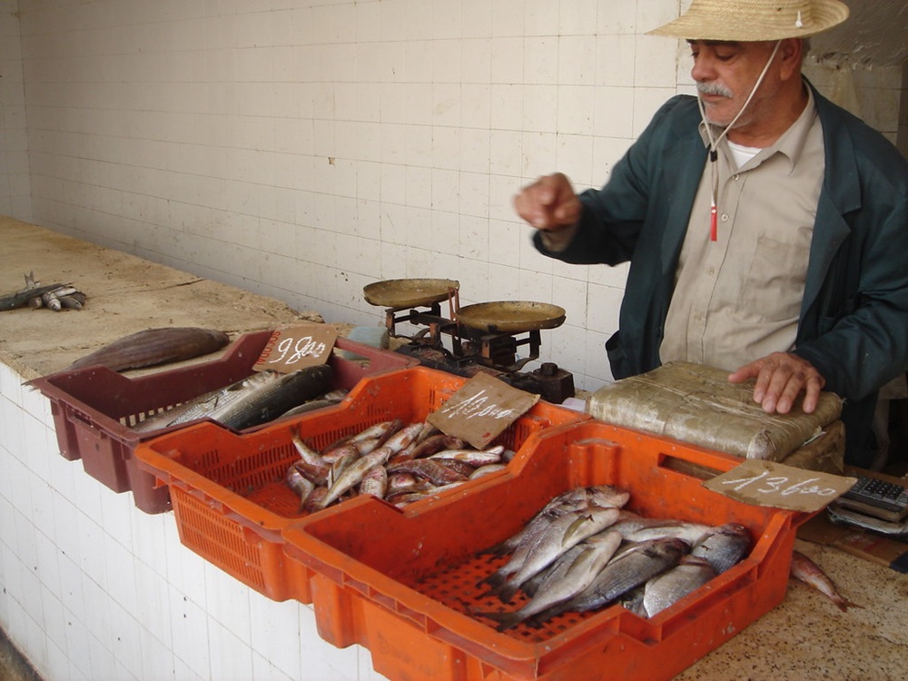 Vendeur de poissons à Houmt Souk, Djerba