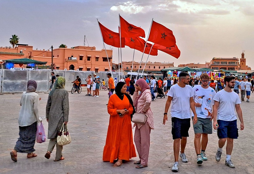 Groupe de touristes au Maroc