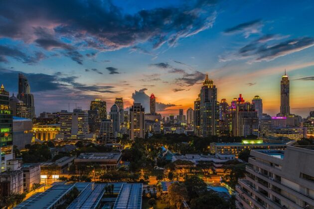 Coucher du soleil à Bangkok
